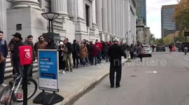 YouTuber joins the huge queues as Canada legalises pot