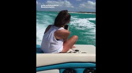 DOLPHIN SURFING Behind Boat For EXCITED TOURISTS
