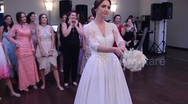 Bridesmaids viciously wrestle for bouquet at Bosnian wedding