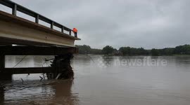 Footage shows remains of bridge after central Texas floods causes structure to collapse