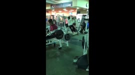 Funny lady working out in the gym