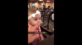 Sugar baby! Baby loves the taste of sugar and wants more