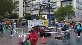 Car car-crash in a centrical square in Madrid