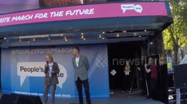 Delia Smith talks at the Peoples Vote March