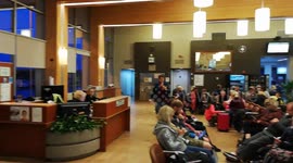 Passengers waiting for Icelandair