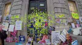 Cabinet office covered in anti-Brexit stickers after People's Vote march