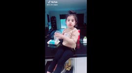 Cute girl telling that my papa is house wife