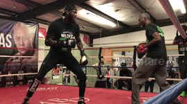Deontay Wilder smashes the pads ahead of Tyson Fury showdown