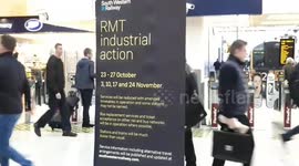 Scenes at Waterloo Station on first evening of RMT strike action
