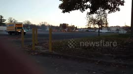 Penske truck doing doughnuts