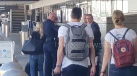 LAX airport police   Arrest a homeless man For assault and battery on two airline passengers at lax