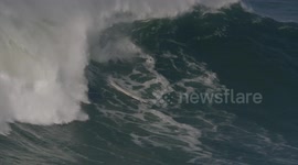 British surfer experiences massive wipeout off the coast of Portugal
