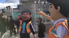 Transport For London staff get into the spirit of the MCM comic Con held at the Excel centre in London