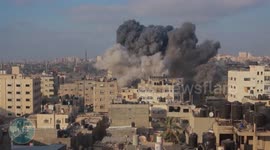 Moment Israeli airstrikes destroyed Gaza cultural centre
