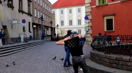 buskers performs tricks in warsaw poland
