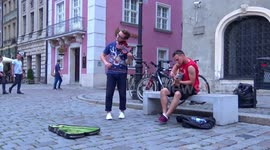 buskers in poland play ed sheeran shape of you