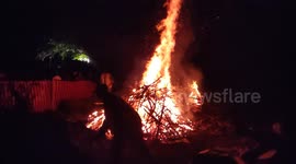Bonfire night slow motion fire