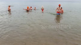 Annual New Year's winter swimming in Gdynia, Poland