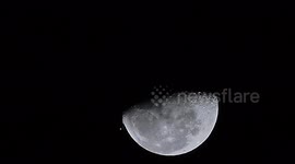 A collection of UFO sightings, where they can be seen flying past the moon, and casting a shadow over it.