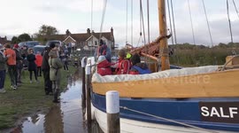 Long-lost port once vital to British sea trade welcomes largest working sailboat in 60 years