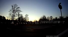 Motorbike runs red light