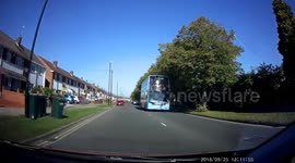 Car misses Mobility Scooter by inches!