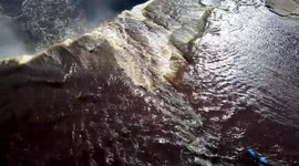 Incredible drone footage shows kayaker going off 110ft waterfall
