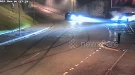 Car goes in smoke after drifting