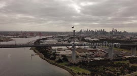Beautiful drone Hd footage of the West Gate Bridge in Melbourne Australia captured with Hasselblad lense on DJI Mavic Pro 2