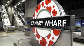 Canary Wharf Station roundel gets a poppy design ahead of Remembrance Day