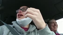 Girl ecstatic at seeing dog after wisdom tooth operation