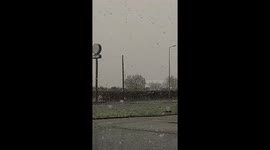 Heavy snow falling in County Durham