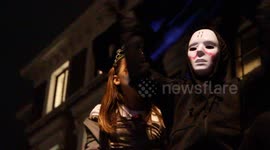 Kids give away some sweets for Halloween