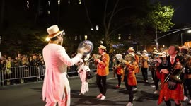 NYC: Marching Band Plays at Village Halloween Parade