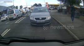 Moped Rider Crashes in to Car (Rear View)