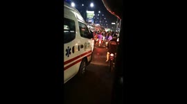 Shocking moment motorcyclists block ambulance rushing injured woman to hospital