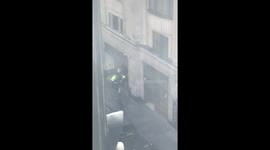 Man being pulled out on stretch from Sony HQ office