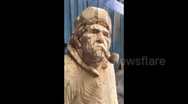 Talented man carves celebrities out of wood