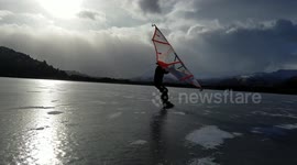 Kitewing skating on Alaska's first ice