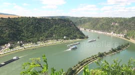 View of the Rhine river from the famous Lorelei rock in Germany
