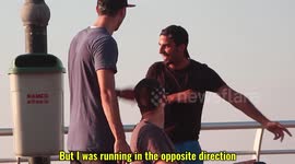 Just keep going straight! Pranksters pull off hilarious stunt on jogger