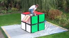 Puzzlemaker designs gigantic Rubik's Cube big enough to fit him inside