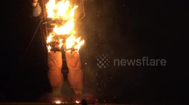 Boris Johnson effigy goes up in flames at Edenbridge Bonfire Night