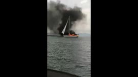 Nine British tourists rescued from burning yacht after it was struck by lightning
