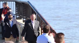 Sen. Menendez Arrives at Hoboken Rally