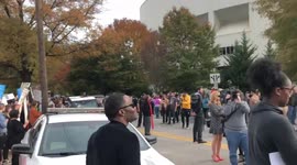 Protestors chant