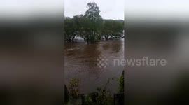 Newsflare Edit - River Teifi in flood near Lampeter
