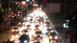 Gridlocked traffic on road in Bangkok during commute home