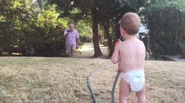 Family water fight
