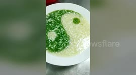 Skilled Chinese cook makes Yin Yang soup